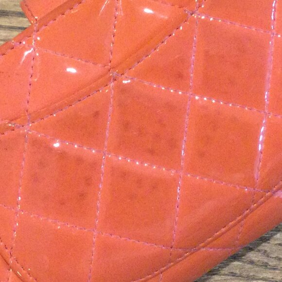 Chanel Patent Quilted Zip Pocket Wallet Coral - Picture 14 of 14